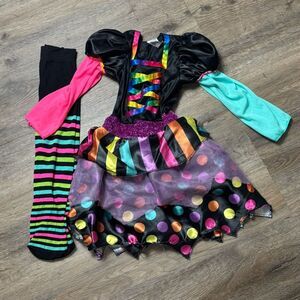 Halloween Toddler Girl Miss Matched Neon Witch Costume Size 3T